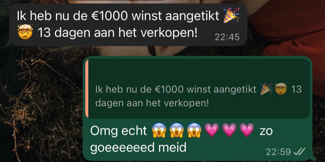 WhatsApp-bericht van een tevreden cursist