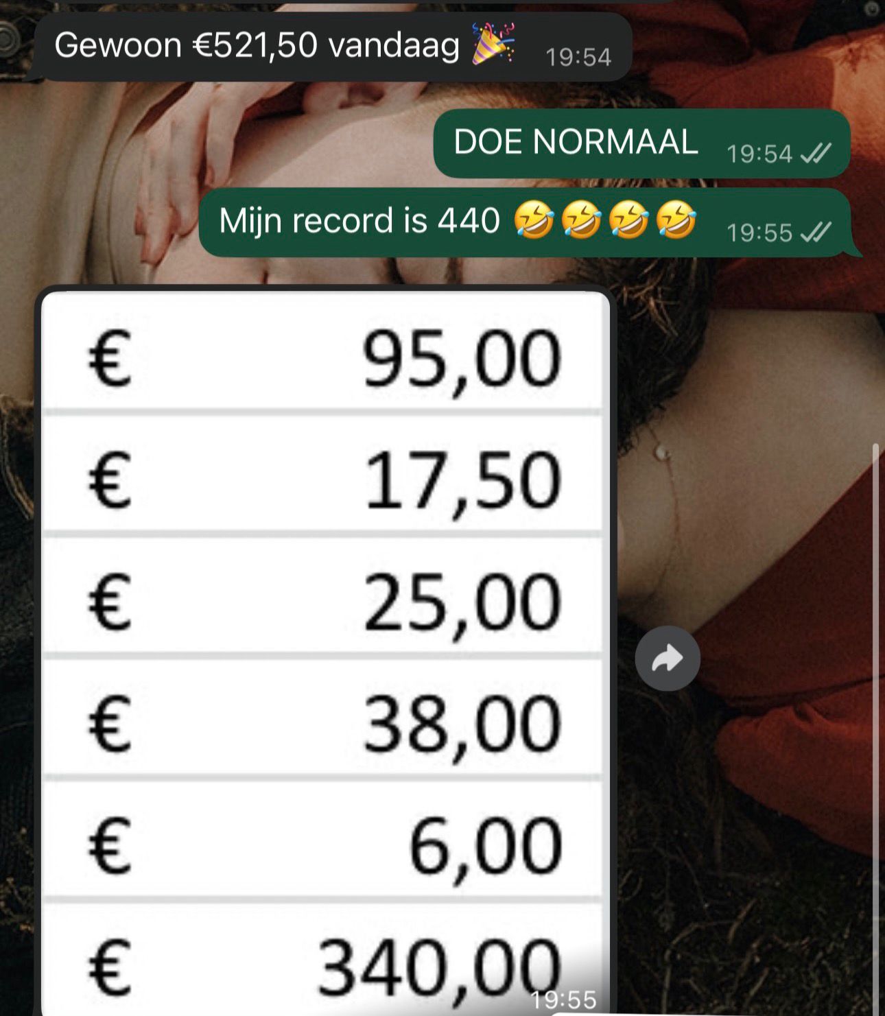 WhatsApp-bericht van een tevreden cursist